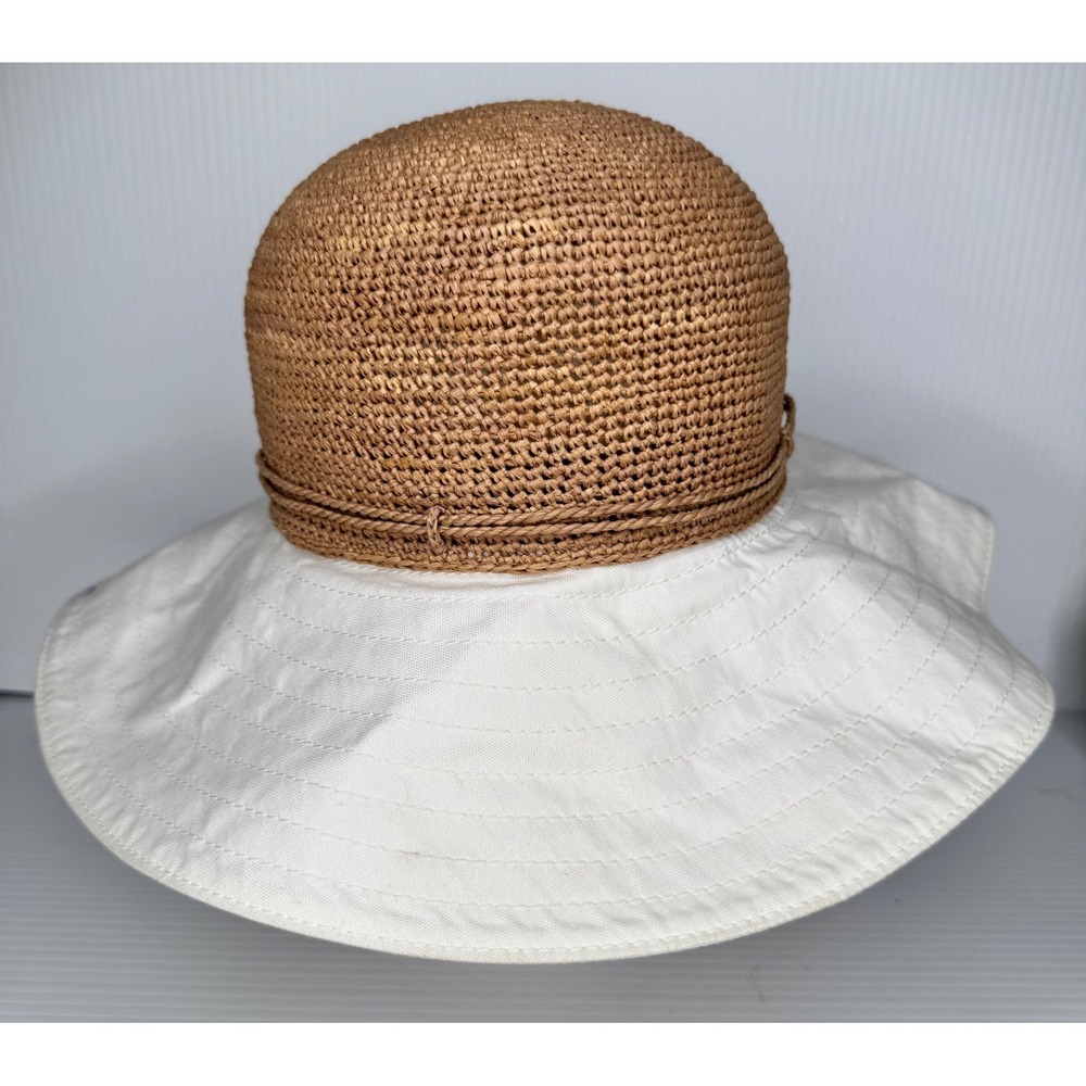 Helen Kaminski Kalola Raffia Cotton Wide Brim Sun Hat Natural Off White OS - Picture 4 of 7